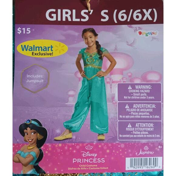 NWT Disquise Disney Aladdin Princess Jasmine Costume Kids Size Small (6/6x)) - Picture 1 of 4